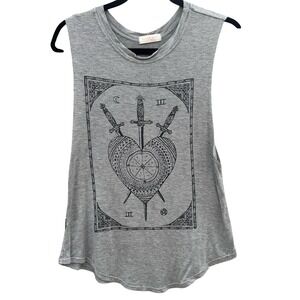 FV Relay Witchy Goth Grunge Mystical Three of Swords Tarot Graphic Muscle Tank S